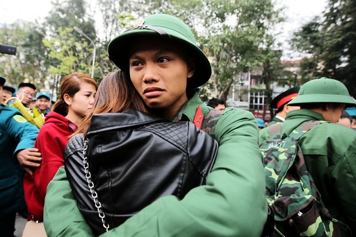 Military recruitment ceremony in Hanoi