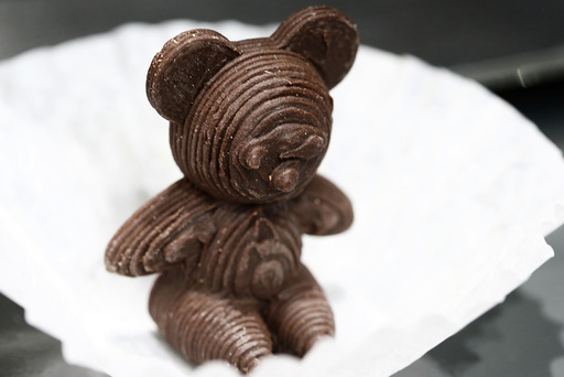 A chocolate bear printed with a 3D food printer of the company XYZprinting is seen the IFA Electronics show in Berlin