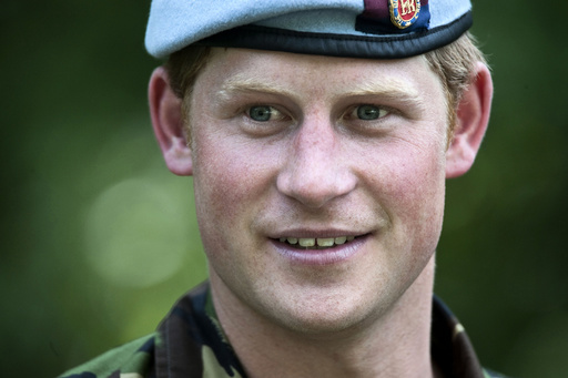 Britain's Prince Harry observes a combat simulation during a visit to the U.S. Military Academy at West Point in New York