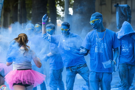 People take part in The Color Run in Brussels