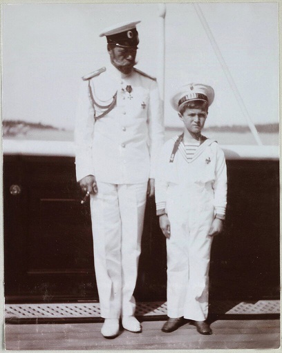 Emperor Nicholas II and Tsarevich Alexei of Russia. Imperial Yacht Standart.