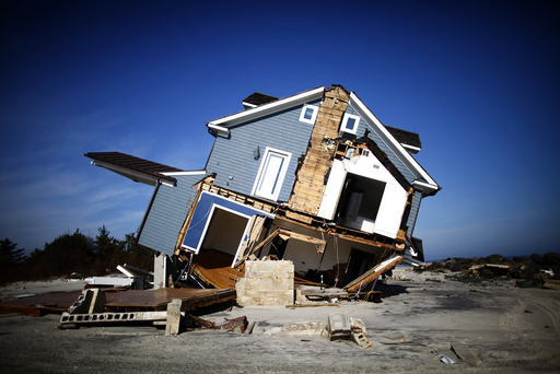 A home that was damaged by Hurricane Sandy is seen in Mantoloking