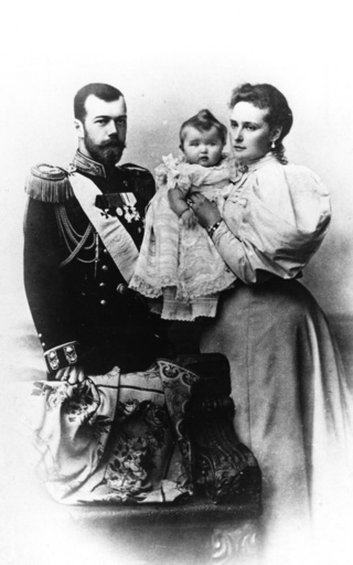 Tsar Nicholas II With His Wife and Daughter