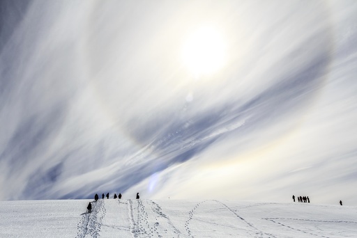 Cirrus clouds and ice halo, Antarctica