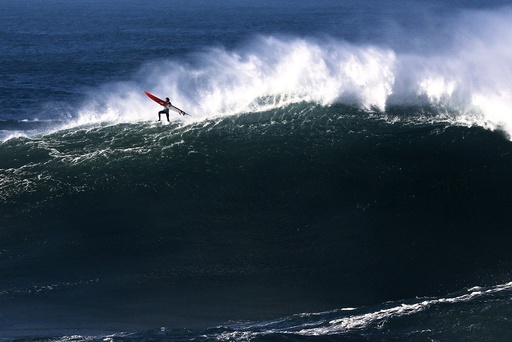 Big wave surfing in Nazare