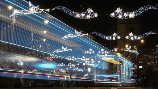 Christmas tram in Hungary