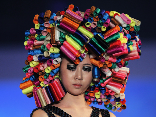 A model presents a creation during the 2012 Korea Hair Collection in Seoul