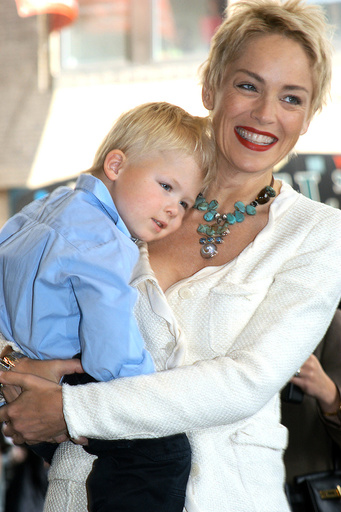 Actress Sharon Stone and son Roan Joseph Bronstein arrive at the 'Concerned Parents For [AIDS] Resea..