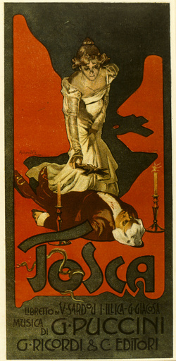 Poster design, Tosca, opera by Puccini