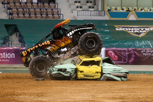 Monster truck performs during Monster Jam show which was organized by General Entertainment Authority, in Riyadh