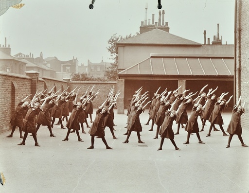 Exercise class, Buckingham Street Girls School, Islington, London, 1906. Artist: Unknown.