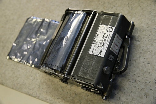 A historic steel-foil-based data recorder is seen at Germany's Bundesamt fuer Fluguntersuchung BFU at their headquarters in Braunschweig March 20, 2015.