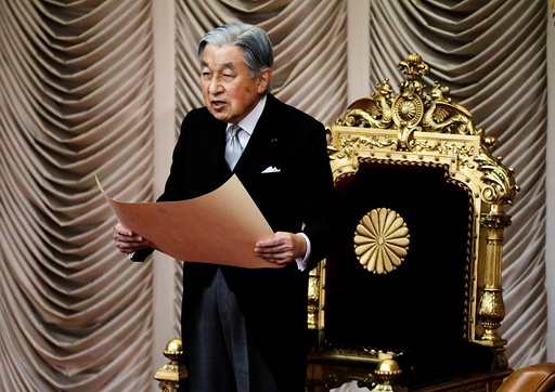 Japan's Emperor Akihito declares the opening of an extraordinary session of parliament in Tokyo