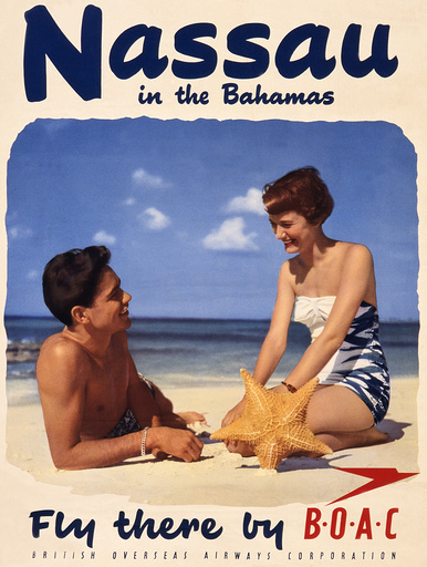 Poster advertising BOAC flights to Nassau