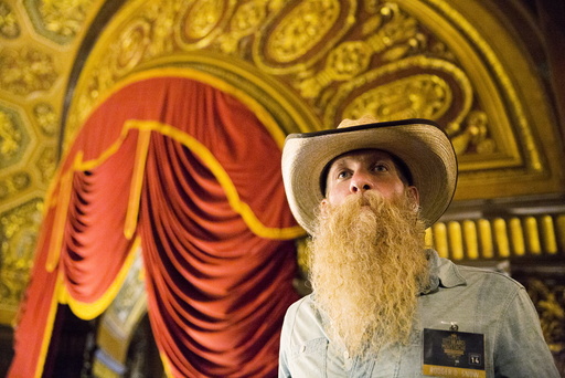 Rodger Snow from Pittsburgh poses for a photograph at the 2015 Just For Men National Beard & Moustache Championships at the Kings Theater in the Brooklyn borough of New York