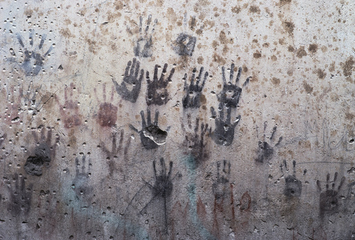 Handprints on wall