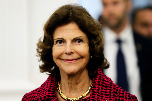 Sweden's Queen Silvia attends a ceremony at the city hall as part of a visit for the bicentenary of the Swedish throne in Pau