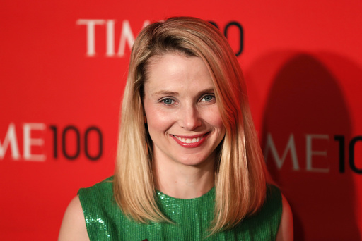 President and CEO of Yahoo, Marissa Mayer, arrives for the Time 100 gala celebrating the magazine's naming of the 100 most influential people in the world for the past year, in New York
