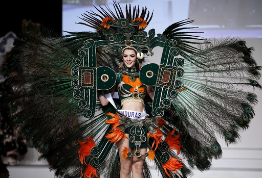Jennifer Valle representing Honduras poses in her national dress during the 55th Miss International Beauty Pageant in Tokyo