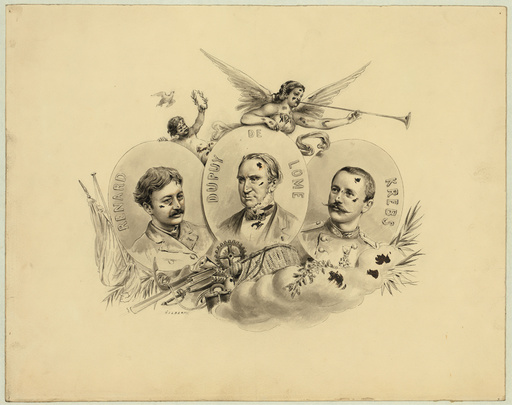 Commemorative portrait of balloonists Charles Renard, Dupuy