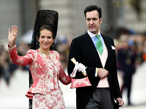 SPAIN'S INFANTA ELENA AND HER HUSBAND JAIME DE MARICHALAR ARRIVE AT MADRID'S CATHEDRAL FOR THE ROYAL WEDDING IN MADRID