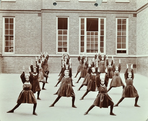 Girls' exercise drill, Montem Street School, Islington, London, 1906. Artist: Unknown.