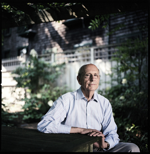 Supreme Court Justice Stephen Breyer, who wrote a book about cases in which overseas practices were cited, at his home in Cambridge, Mass.