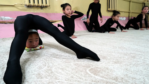 Young contortionists practice at a training school in Ulaanbaatar