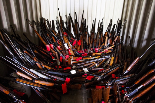Stacks of guns found in a shipping container in Pageland, South Carolina