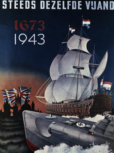 Holl.Segelschiff,dt.U-Boot/NS-Plakat... - Dutch Sail.Ship & Germ.Submar./NS Poster -