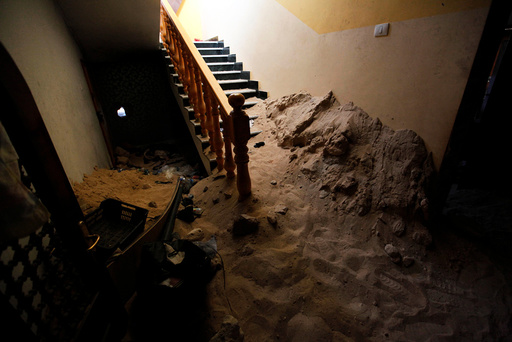Staircase, that was used by Islamic State militants as a hideout, is seen after it was captured by Libyan forces allied with the U.N.-backed government and Islamic State militants, in neighborhood Number Three in Sirte