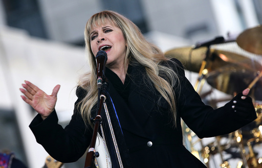 Singer Stevie Nicks of the rock band Fleetwood Mac performs during a concert by the band on NBC's 'Today' show in New York City