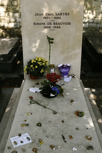 France. Paris (75). 14th arr. Gravestone of Jean-Paul Sartre and Simone De Beauvoir, Montparnasse cemetary