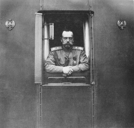 Emperor Nicholas II at window of the own railroad car.