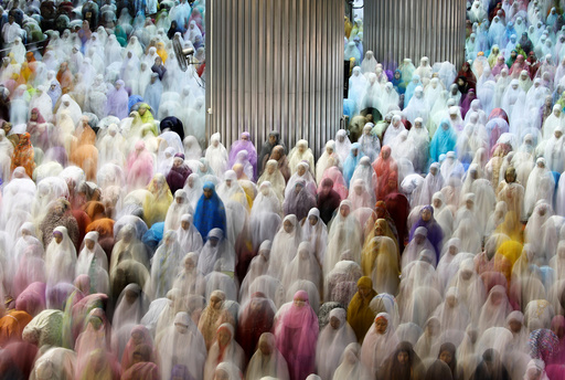 Muslims attend the Ramadan tarawih prayer at Istiqlal mosque in Jakarta, Indonesia