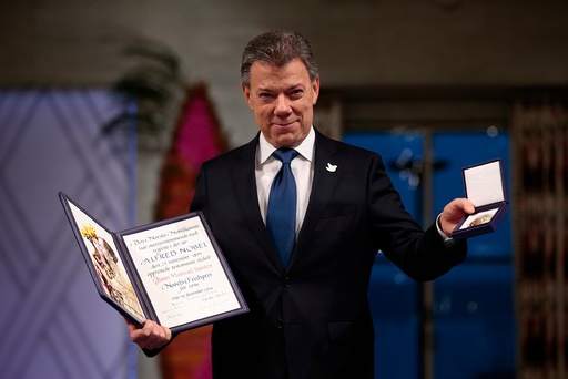 Nobels fredspris 2016 til Colombias president Juan Manuel Santos. 