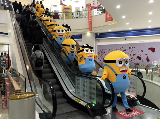 People dressed as minions from the film 