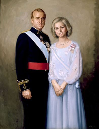 Portrait of King Juan Carlos and Queen Sofia of Greece. 1985. Caja de Madrid. JOSE IGNACIO BURGUETE ALBALAT. SOFIA REINA DE ESPAÑA. SOFIA DE GRECIA.