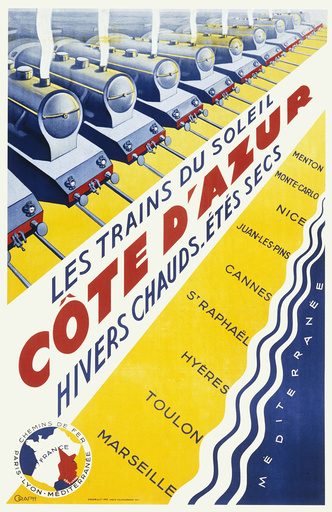 Poster advertising trains to the Cote d'Azur
