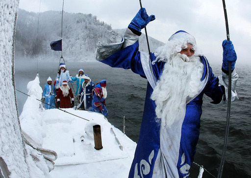 Members of yacht club mark end of sailboat season outside Krasnoyarsk
