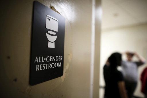 The first gender-neutral restroom in the Los Angeles school district is seen at Santee Education Complex high school in Los Angeles