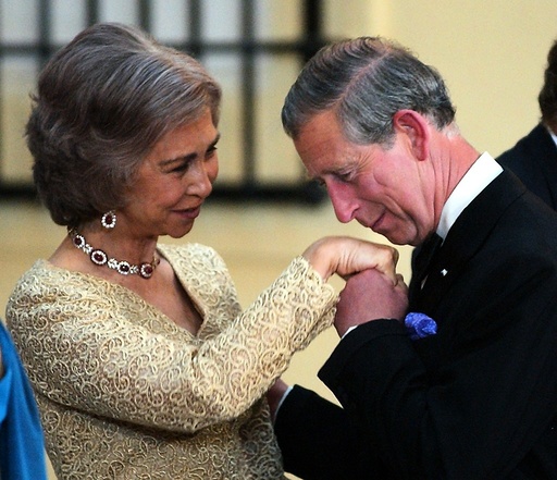 Britain's Prince Charles greets Spanish Queen Sofia