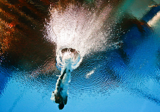 Cagnotto of Italy is seen underwater during the women's 3m springboard semi final at the Aquatics World Championships in Kazan