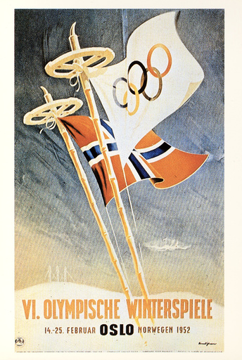 Winterolympiade 1952, Oslo /Plakat - Winter Olympics 1952, Oslo / Poster -