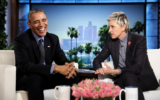 Obama appears on the Ellen DeGeneres Show in Burbank, California