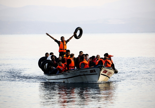 Syrian refugees arrive on the Greek island of Lesbos