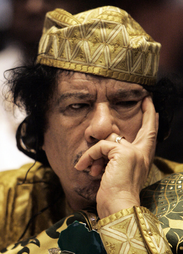 File photograph of Libyan leader Gaddafi in Addis Ababa
