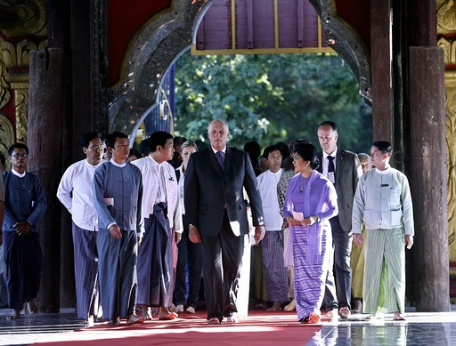 Norwegian King Harald V visits in Mandalay