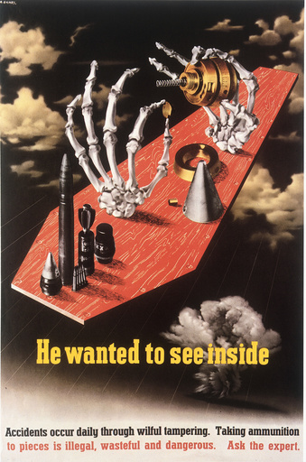 Umgang m. Munition/Warnung/engl. Plakat - Arms safety poster / England / c.1942 -