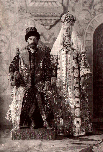 Nicholas II of Russia and Alexandra Fyodorovna in Russian dress.